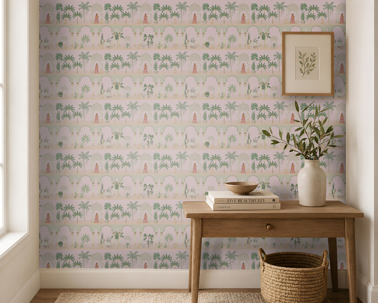 1442_DA_Royal Courtyard Reverie Wallpaper, Royal Indigo, Wallpaper