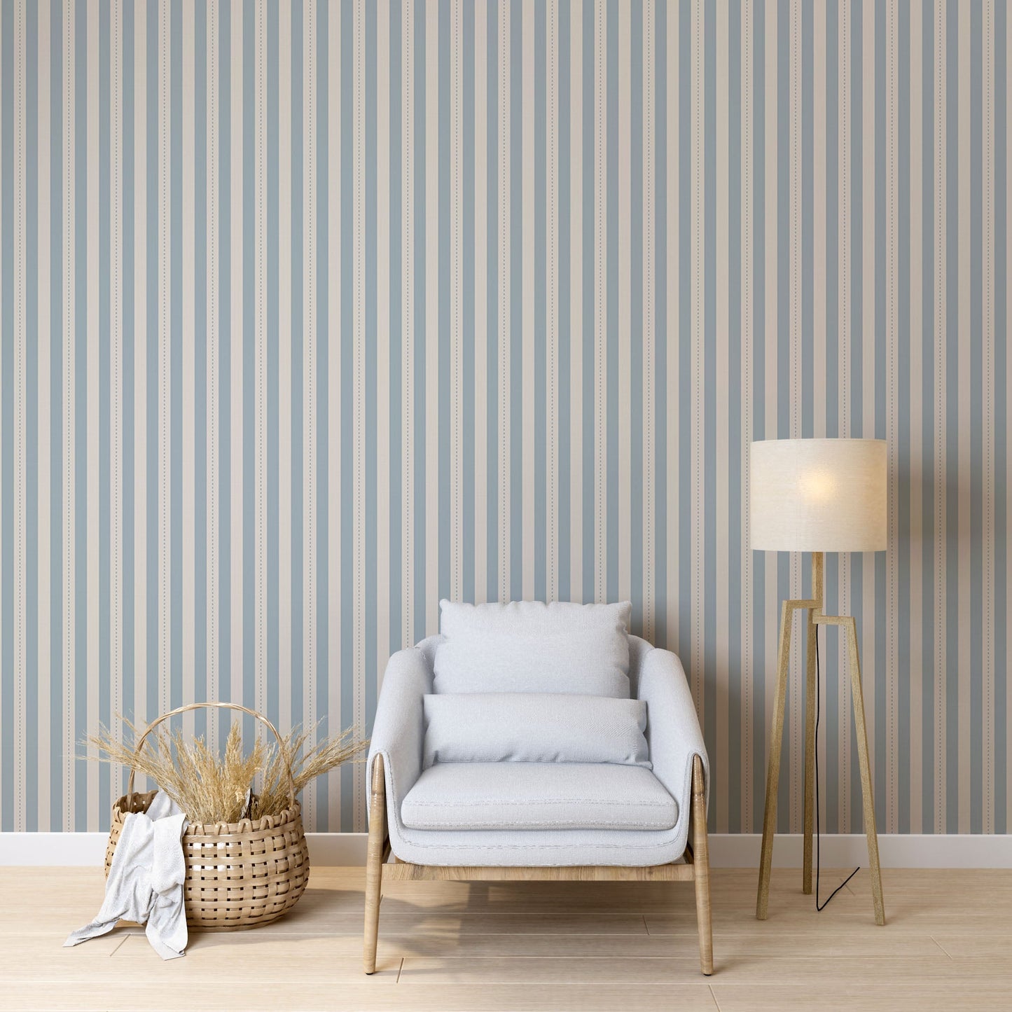 1005_DA Stripes Fabric Wallpaper, Soft Slate
