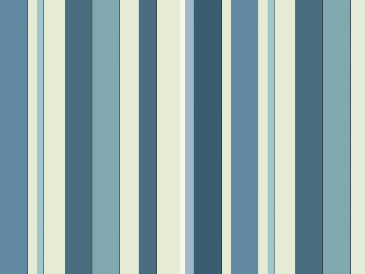 A coastal themed living area features a bold stormy tides blue and cream striped wallpaper.
The detailed design shows alternating thick and thin vertical stripes in varying shades of blue and tan.
In front, a woven rattan sofa with white cushions and blue accent pillows is centered nicely.
The refreshing, tropical setup is flanked by lush green potted plants in woven baskets on both sides.