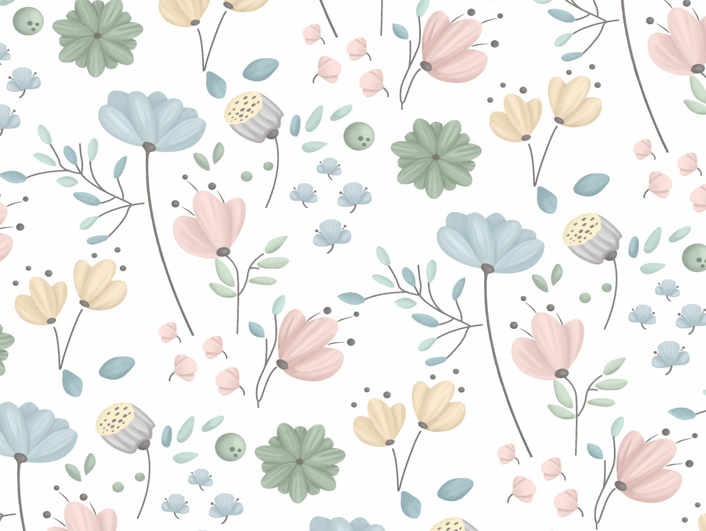 Diamond white botanical floral mural wallpaper sophisticated accent wall in stylish bedroom.