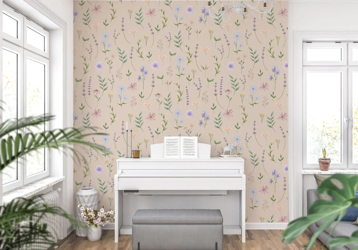 750_DA Petal charms Wallpaper, Buttermilk Yellow