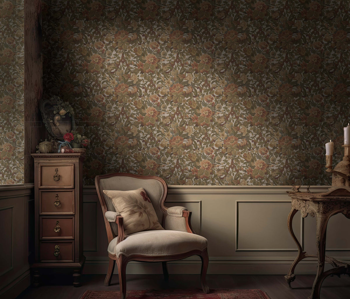 875_DA Country Garden Wallpaper, Cream White