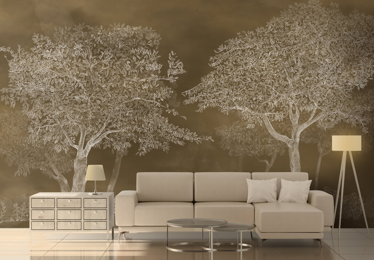 324_DA Aranyam Panoramic Forest Landscape Wallpaper, Hazel Brown