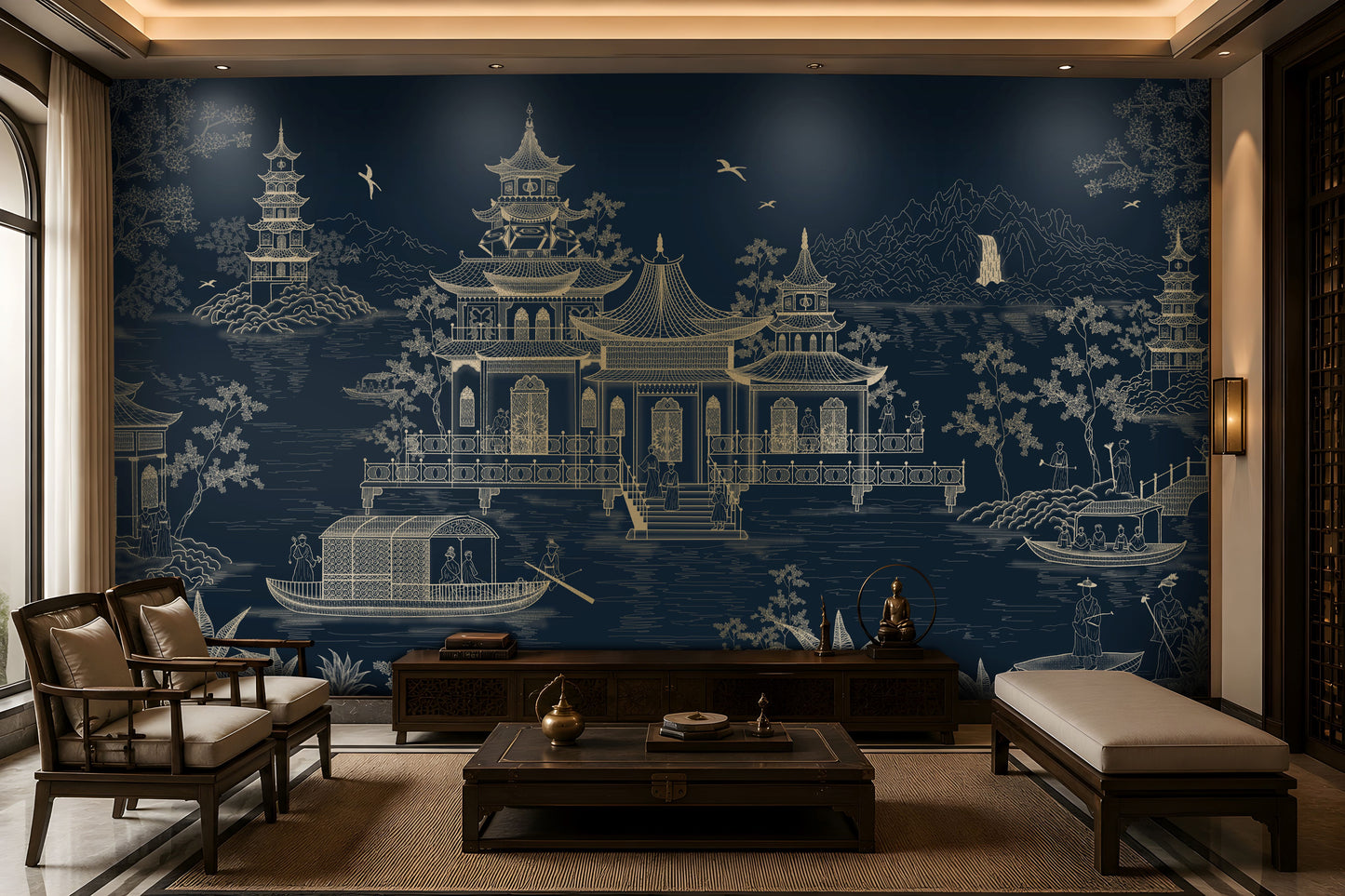 1434_DA_Imperial Garden Retreat Wallpaper, Coffee Brown, Wall Mural.