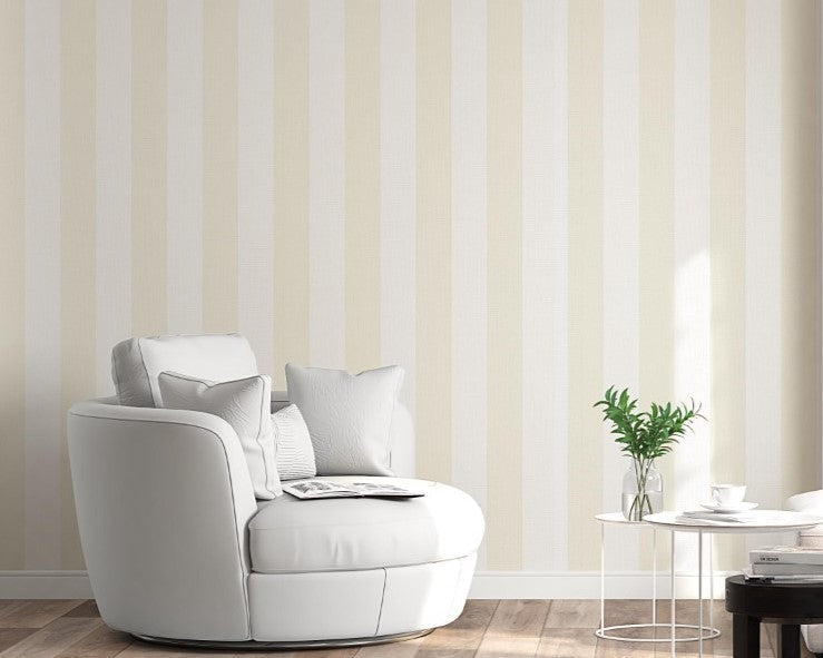 1009_DA Stripes Fabric Wallpaper, Vanilla Mist