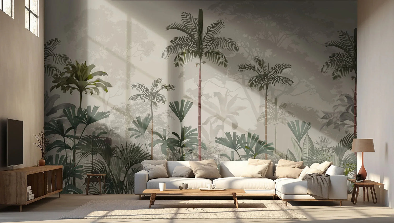 Beige colour Tropical wallapaper by tetsip media