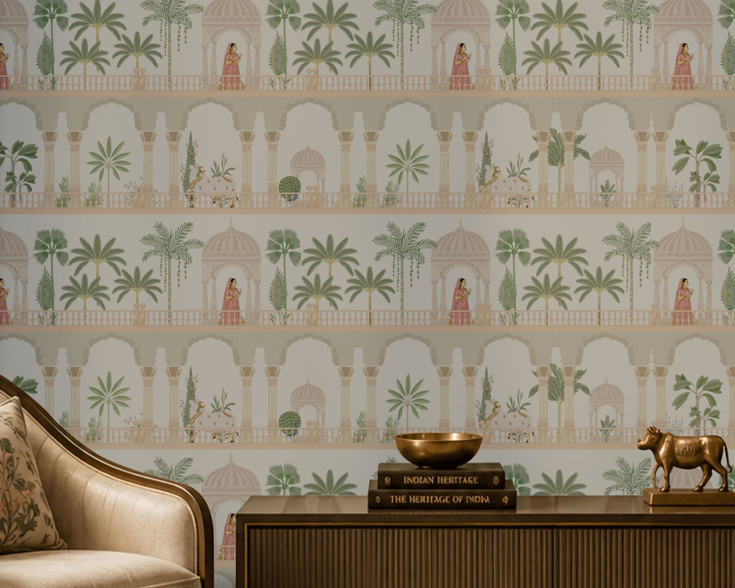 1444_DA_Royal Courtyard Reverie Wallpaper, Royal ivory, Wallpaper