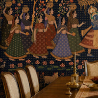 1418_DA_Nikunj Leela – Midnight Blue Heritage Wall Mural