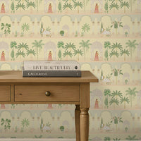 1445_DA_Royal Courtyard Reverie Wallpaper, Royal pistachio, Wallpaper