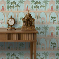 1443_DA_Royal Courtyard Reverie Wallpaper, Palace sky blue, Wallpaper