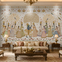 1418_DA_Nikunj Leela – Midnight Blue Heritage Wall Mural