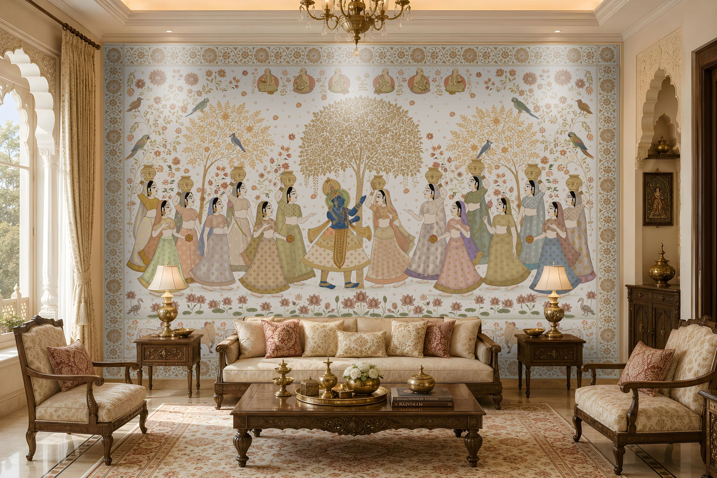1418_DA_Nikunj Leela – Midnight Blue Heritage Wall Mural