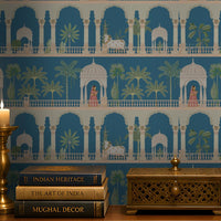 1446_DA_Royal Courtyard Reverie Wallpaper, Royal azure, Wallpaper