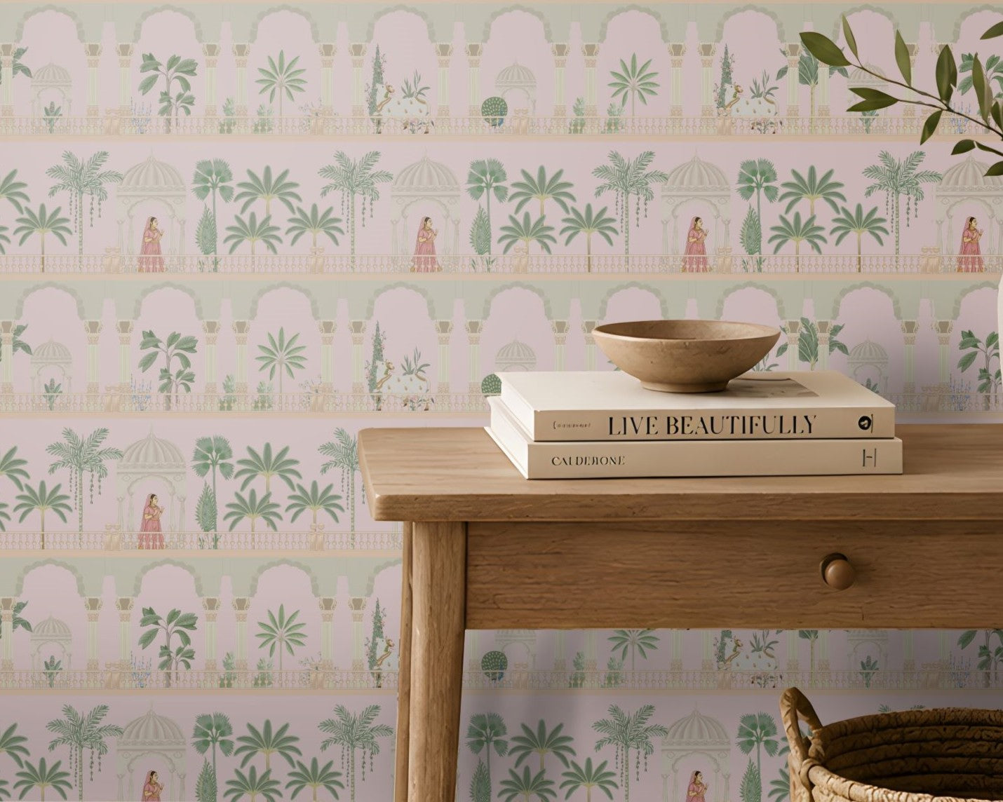 1448_DA_Royal Courtyard Reverie Wallpaper, Blush petal, Wallpaper