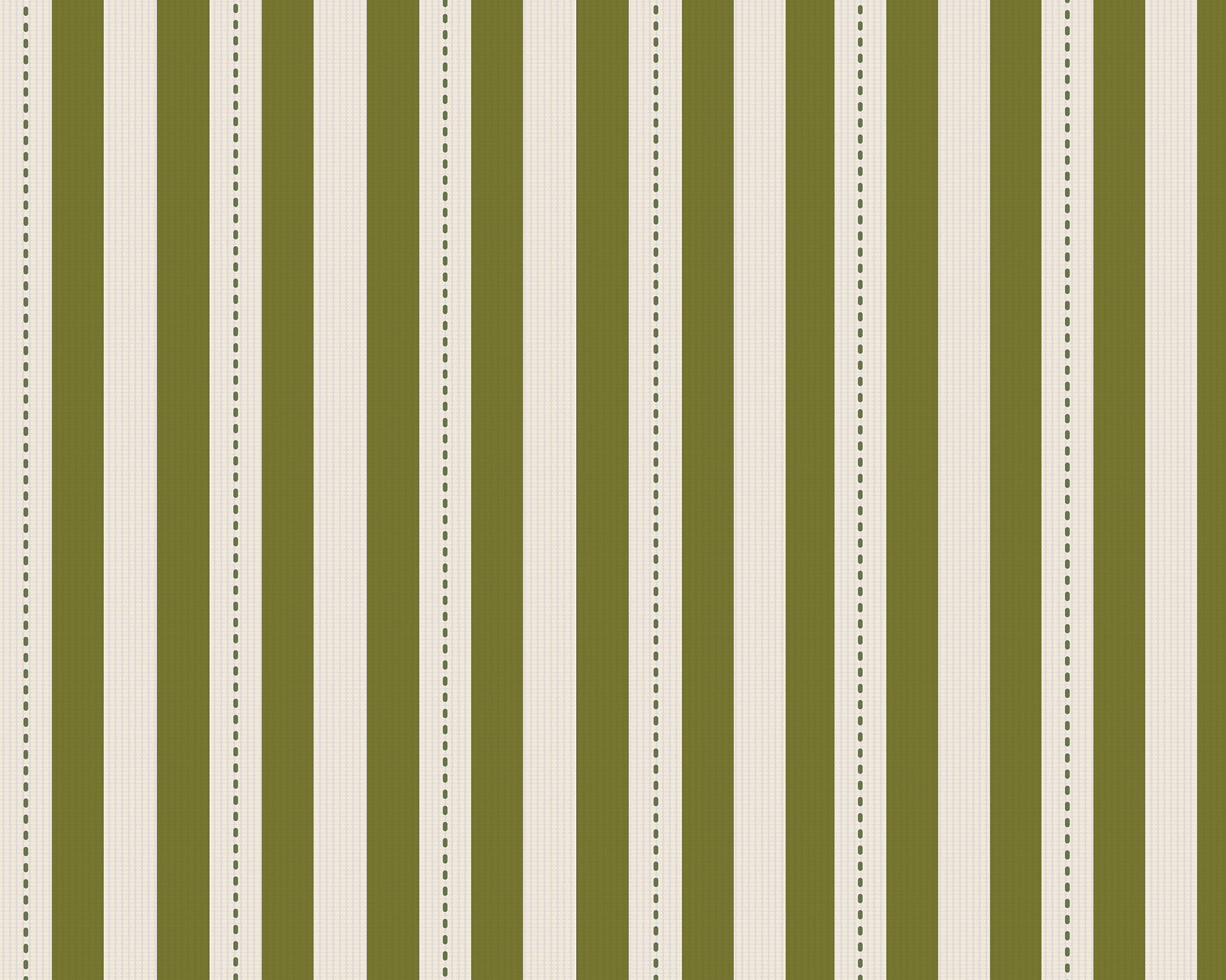 A bright dining area features a soft moss green and white striped wallpaper.
The clean design shows vertical green lines repeating across a textured white base.
In front, a warm wooden table is set with minimalist black chairs.
The sophisticated setup is completed by a contemporary black pendant light hanging above.