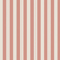A bright and inviting living space features a warm peach and cream striped wallpaper.
The detailed design shows clean vertical peach bands alongside cream stripes with thin dotted lines.
In front, a plush white sofa is adorned with matching warm tan accent pillows.
The cozy room setup is beautifully completed with a light wood coffee table and a gold floor lamp.