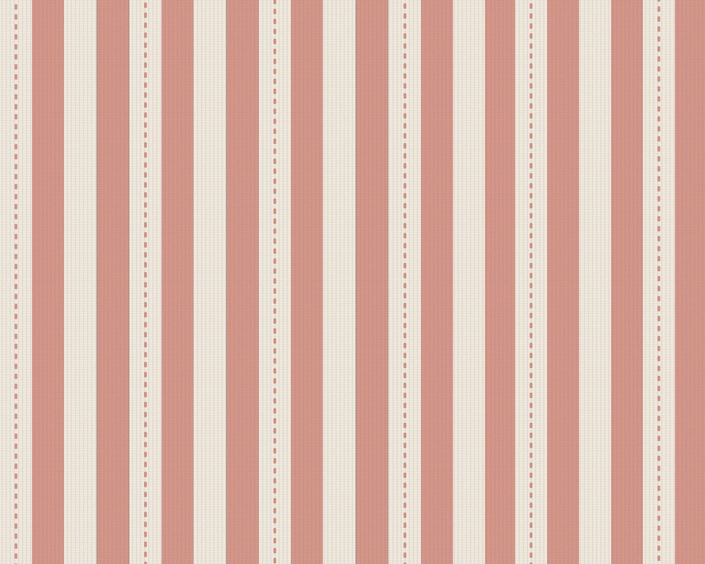 A bright and inviting living space features a warm peach and cream striped wallpaper.
The detailed design shows clean vertical peach bands alongside cream stripes with thin dotted lines.
In front, a plush white sofa is adorned with matching warm tan accent pillows.
The cozy room setup is beautifully completed with a light wood coffee table and a gold floor lamp.