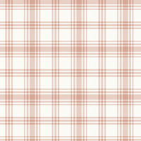 Peach plaid wallpaper featuring a soft checkered pattern in warm peach and beige tones, styled in a modern Scandinavian-inspired room with wooden furniture, indoor plants, and minimal decor, creating a cozy and elegant interior backdrop.