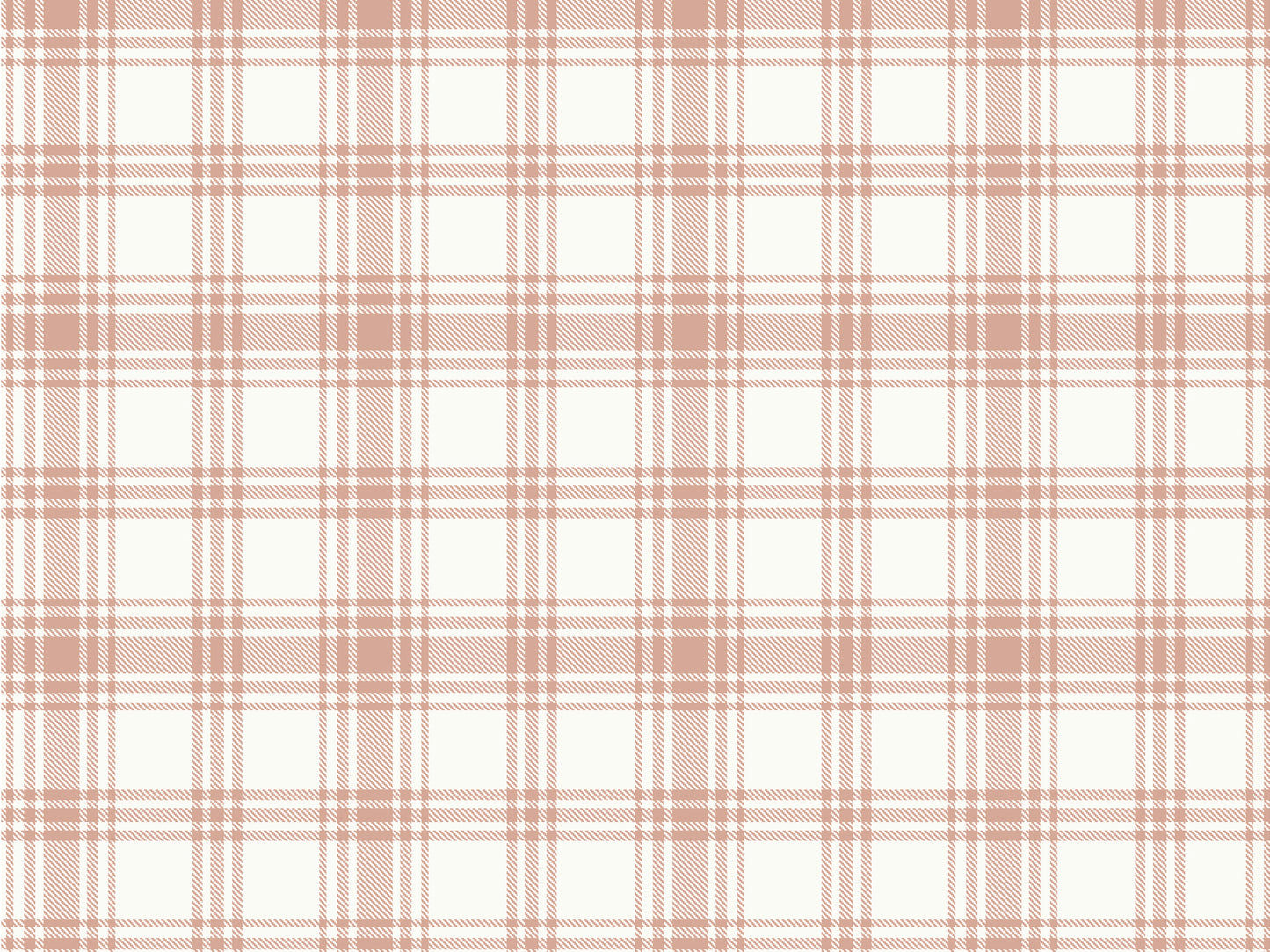 Peach plaid wallpaper featuring a soft checkered pattern in warm peach and beige tones, styled in a modern Scandinavian-inspired room with wooden furniture, indoor plants, and minimal decor, creating a cozy and elegant interior backdrop.