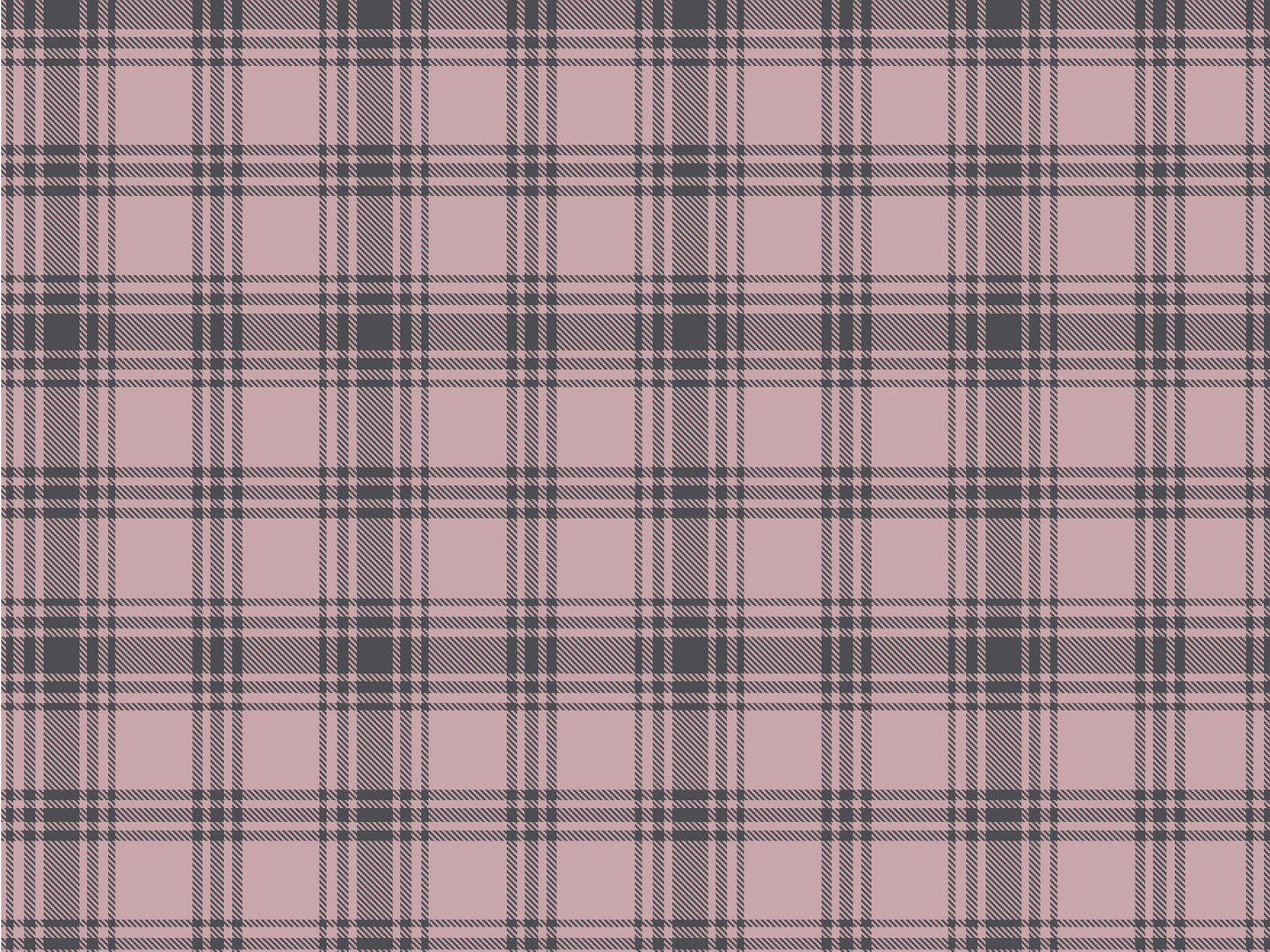 A close-up view showcases a classic clay pink and charcoal grey plaid wallpaper.
The detailed pattern features intersecting dark lines forming grids across a soft pink base.
The texture has a clean fabric-like look that emphasizes the straight lines and squares.
This simple, modern design brings a cozy and organized feel to any room or space.