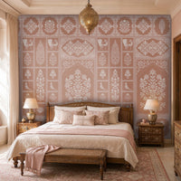 1366_DA Pastel Pink and Ochre Ornate Floral Wall Mural