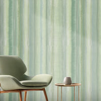 Modern sage green abstract wallpaper with soft vertical brushstroke texture, ideal for living rooms and contemporary interiors