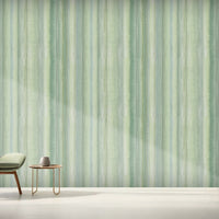 Modern sage green abstract wallpaper with soft vertical brushstroke texture, ideal for living rooms and contemporary interiors
