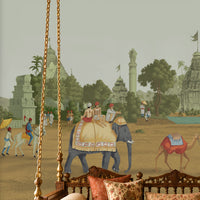 256_DA  Ancient Indian Village Heritage Collection Wallpaper, Sage Bronze