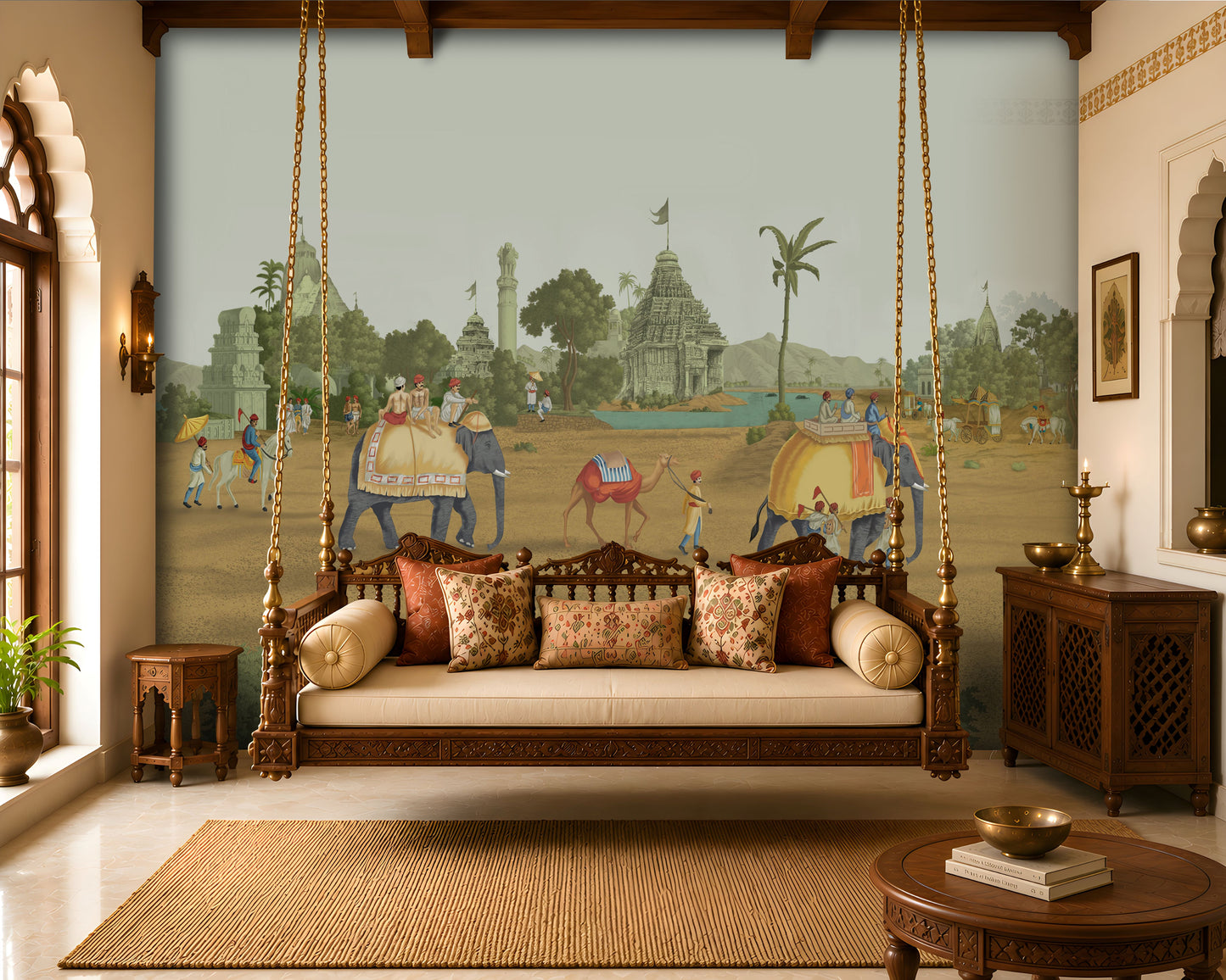256_DA  Ancient Indian Village Heritage Collection Wallpaper, Sage Bronze