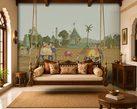 256_DA  Ancient Indian Village Heritage Collection Wallpaper, Sage Bronze