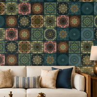 288_DA Mandala Fusion Fantasy Heritage Collection Wallpaper, Peacock Blue