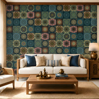 288_DA Mandala Fusion Fantasy Heritage Collection Wallpaper, Peacock Blue