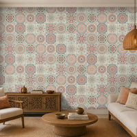 290_DA Moroccan Mandala Heritage Collection Wallpaper, Blush Peach