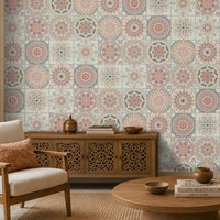 290_DA Moroccan Mandala Heritage Collection Wallpaper, Blush Peach