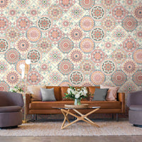 290_DA Moroccan Mandala Heritage Collection Wallpaper, Blush Peach