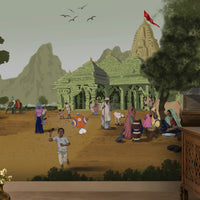 294_DA Gujarat Heritage Collection Wallpaper, Solid Olive