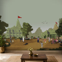 294_DA Gujarat Heritage Collection Wallpaper, Solid Olive