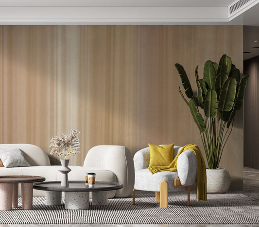 Latte Beige, water colour stripes wallpaper in a living room. Wallpaper for living room. Wallpaper for bedroom.