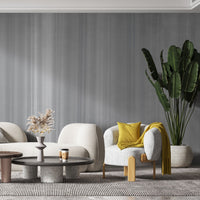 Cloudy Grey, water colour stripes wallpaper in a living room. Wallpaper for living room. Wallpaper for bedroom.