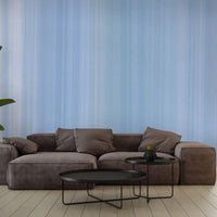 Iceberg Blue, water colour stripes wallpaper in a living room. Wallpaper for living room. Wallpaper for bedroom.