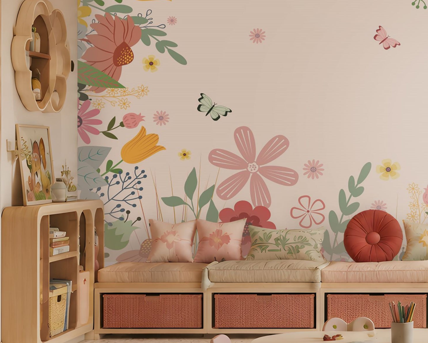 361_DA Blossom Serene Pink Floral Mural Wallpaper