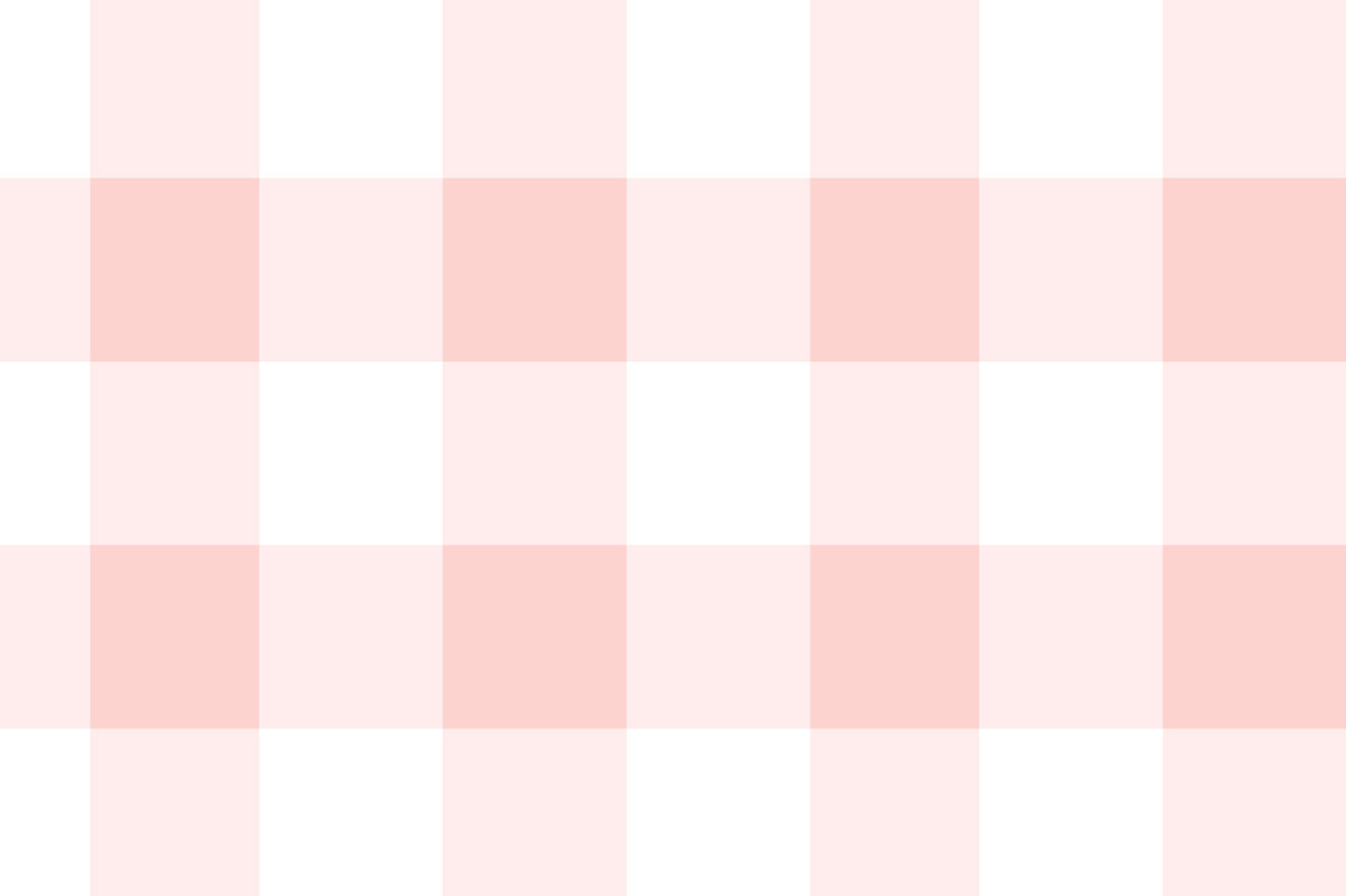 A charming room features a soft pastel checks wallpaper in a peach theme.
The delicate design displays a clean grid pattern with intersecting pink and cream lines.
In front, a small wooden table holds a white vase with small pink flowers.
The sweet, bright interior space creates a warm, simple, and comforting atmosphere.