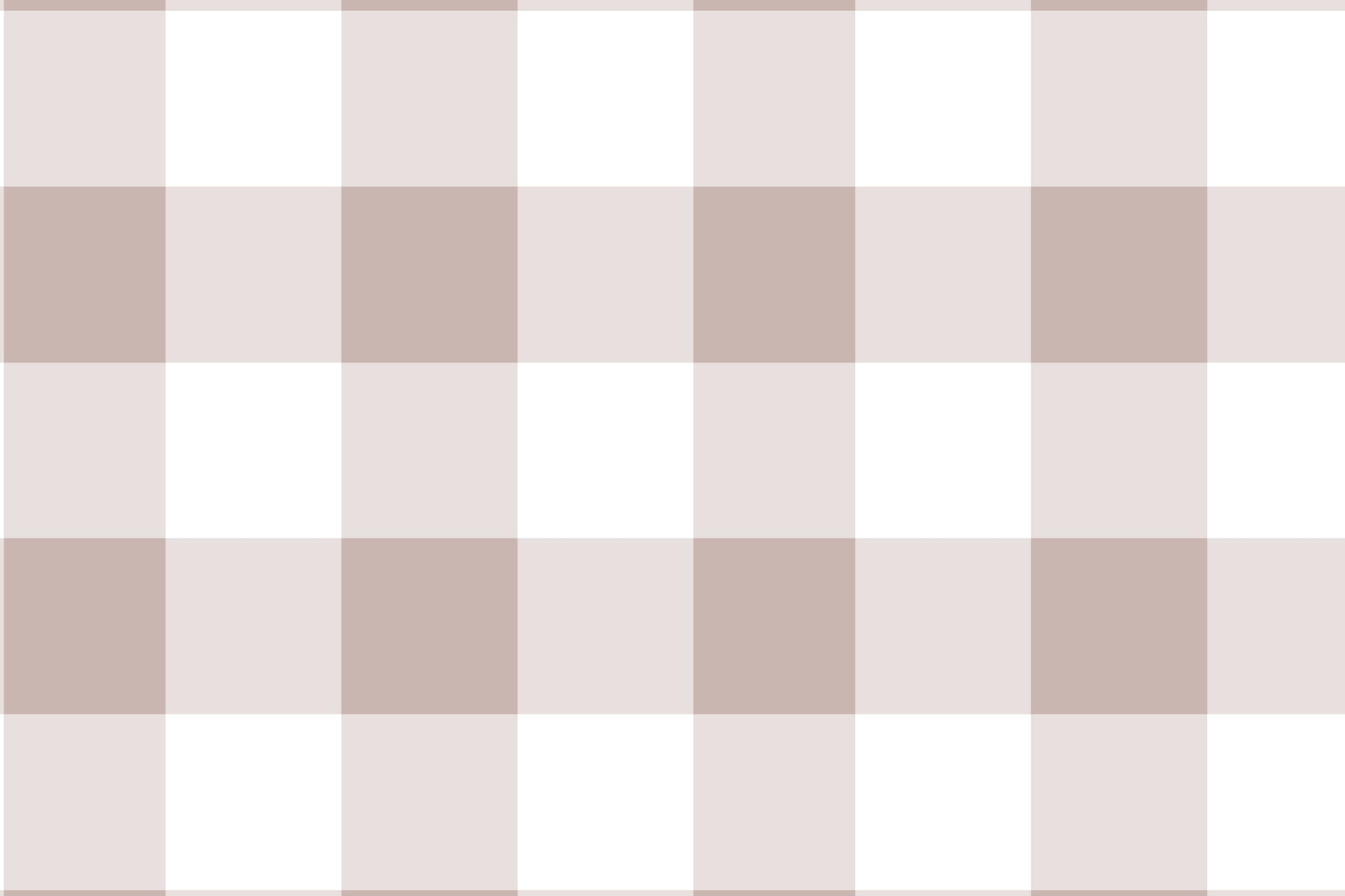 A cozy bedroom features a soft pastel checks wallpaper in a pastel silver theme.
The delicate design displays a clean grid pattern with intersecting muted pink-grey and white blocks.
In front, a neatly made bed with dusty pink pillows and blankets is centered in the space.
The sweet, modern interior setup is nicely completed by a plush teddy bear sitting on the floor.
