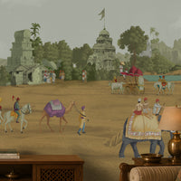 415_DA Ancient Indian Village Heritage Collection Wallpaper, Warm Ochre