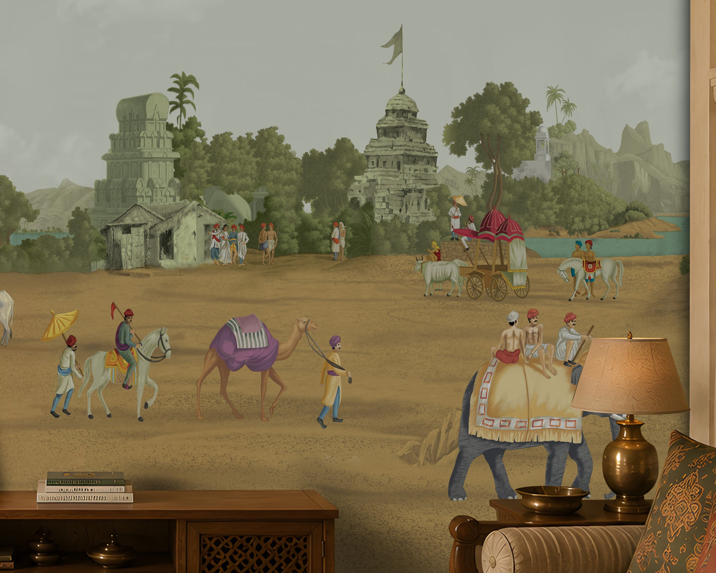 415_DA Ancient Indian Village Heritage Collection Wallpaper, Warm Ochre