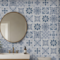 548_DA Mandala Mosaic Bliss Heritage Collection Wallpaper, Starlit Blue