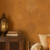 698_DA Vintage Damask Heritage Collection Wallpaper, Bright ochre