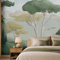 701_DA Ethereal Landscapes – Dreamy Panoramic Scenic Wallpaper, Willow Green