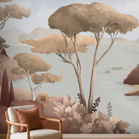 702_DA Ethereal Landscapes Dreamy Panoramic Scenic Wallpaper, Cashmere Clay