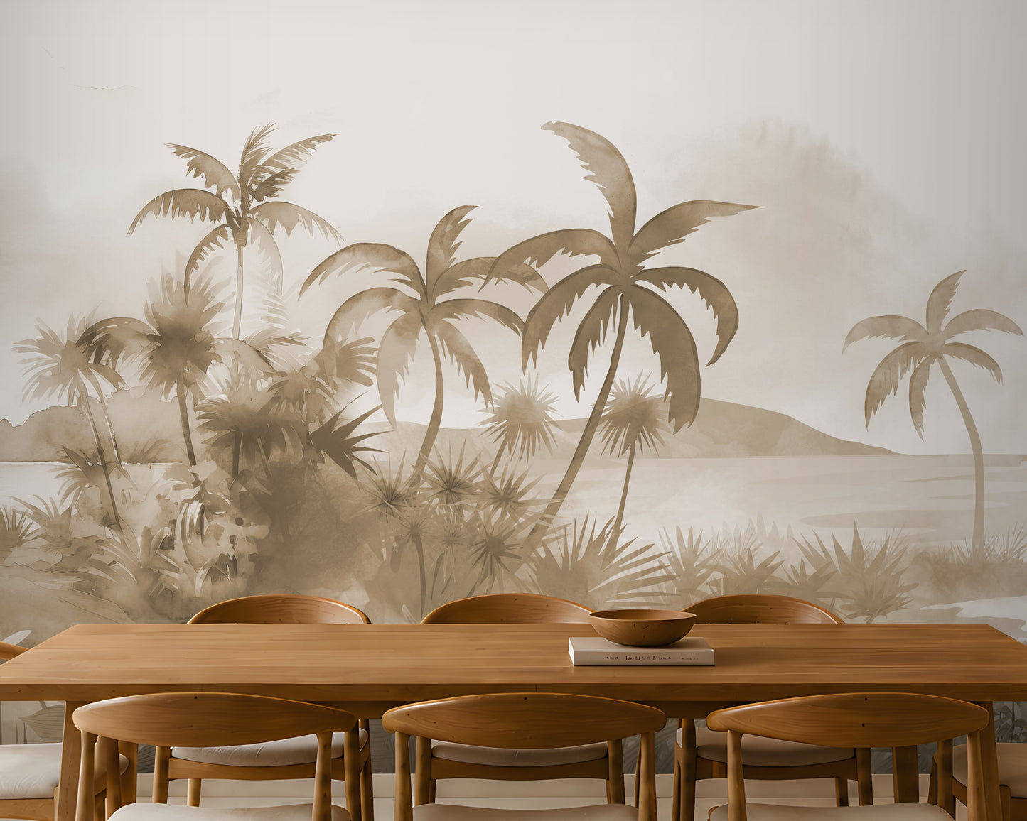 737_DA Panoramic Tranquility – Scenic Landscape Wallpaper, Taupe